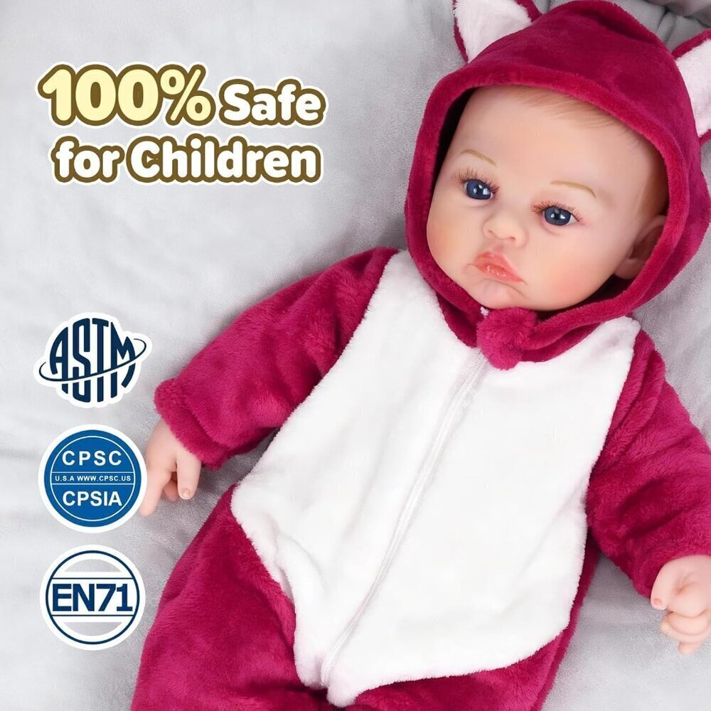 18 Inch Lifelike Newborn Real Life Soft Body Baby Doll With Accessories Pajamas - Picture 5 of 7